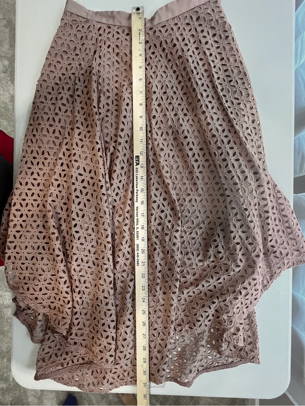 Tibi Dusty Rose Eyelet Lace Handkerchief Midi Skirt Size 2 - Picture 10 of 10